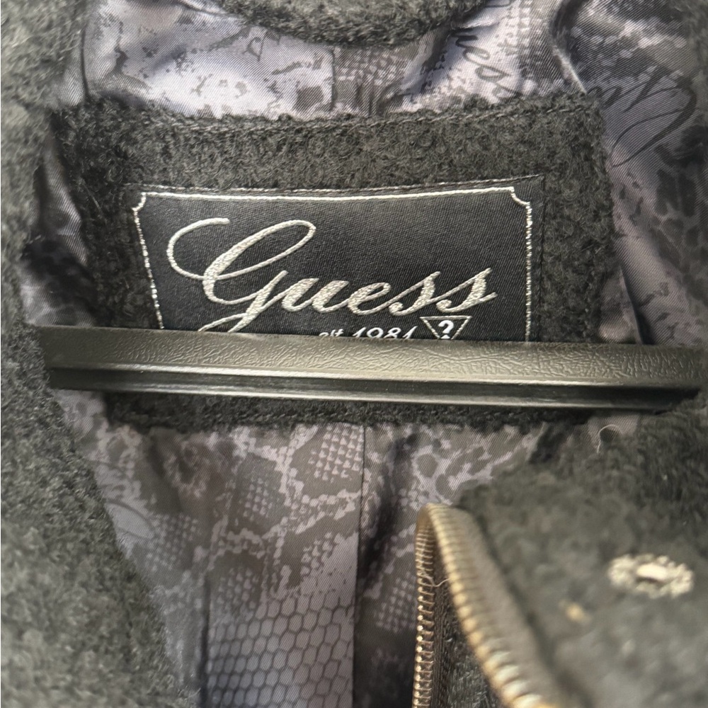 Guess Women's Black Cape Coat with Button Accents - Picture 2 of 3